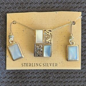 New Sterling Silver Necklace and Earrings Set